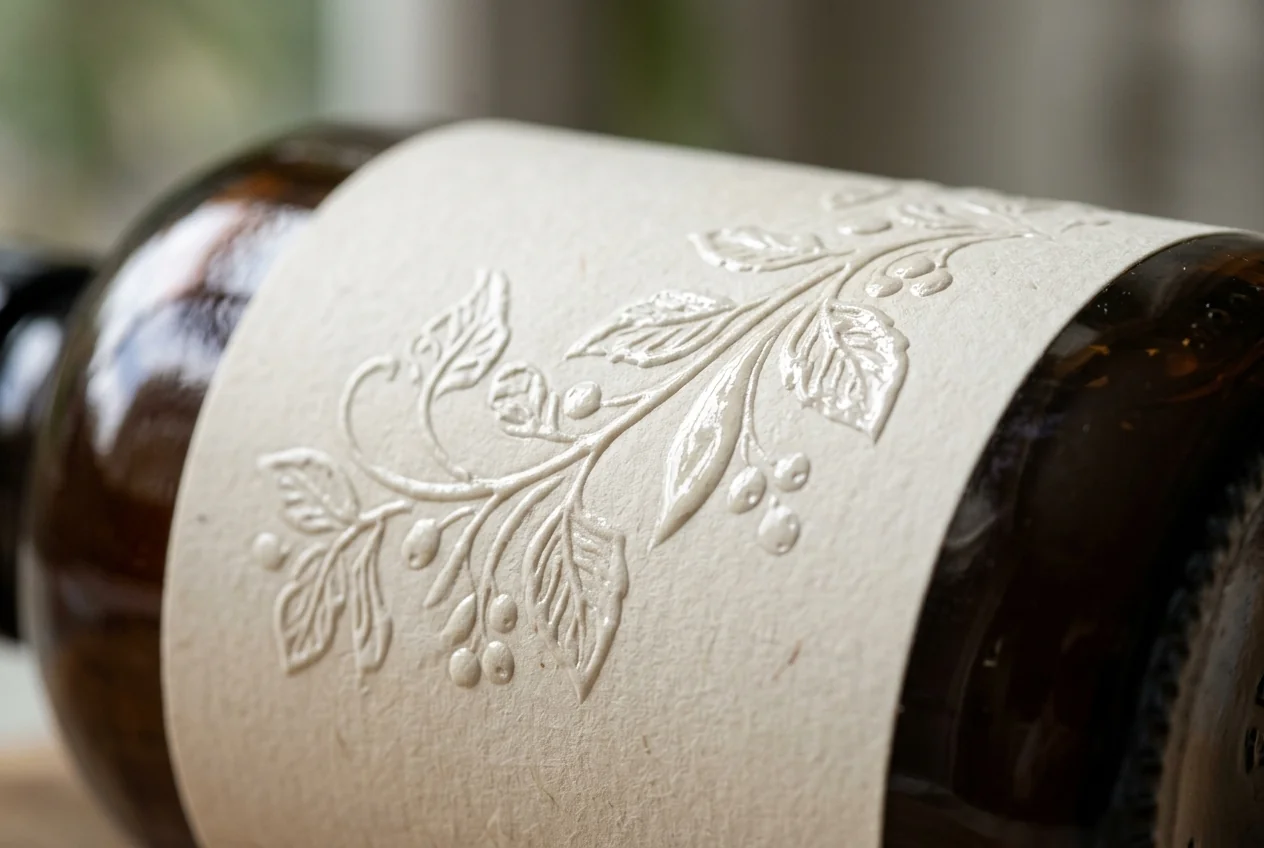 Embossing and spot UV finish detail