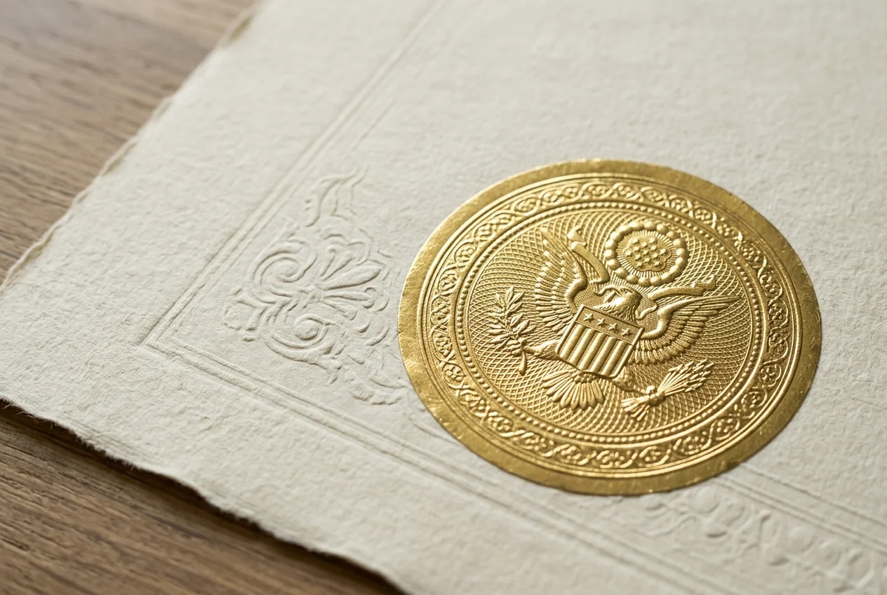 Foil and emboss on certificates that deter copying