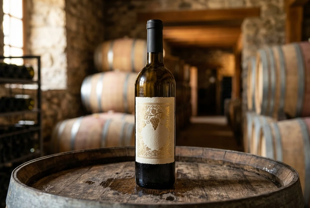 Foil and textured finishes on wine and spirits bottle labels