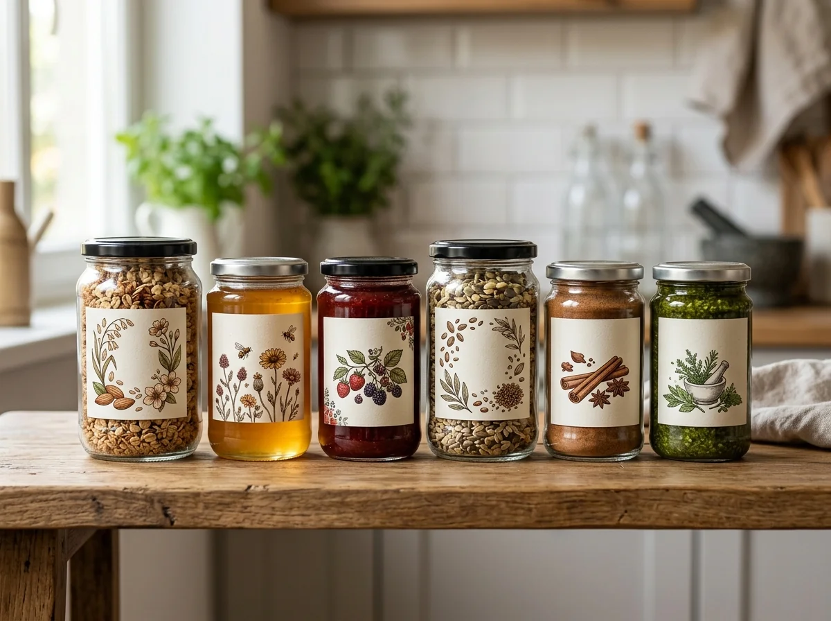 Custom food labels for jars and packaged foods