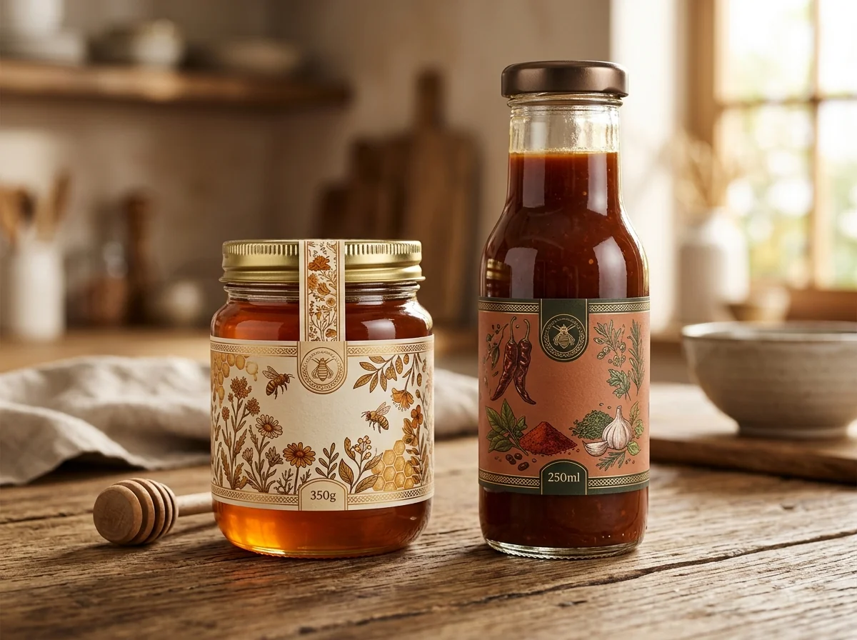 Custom honey and sauce labels