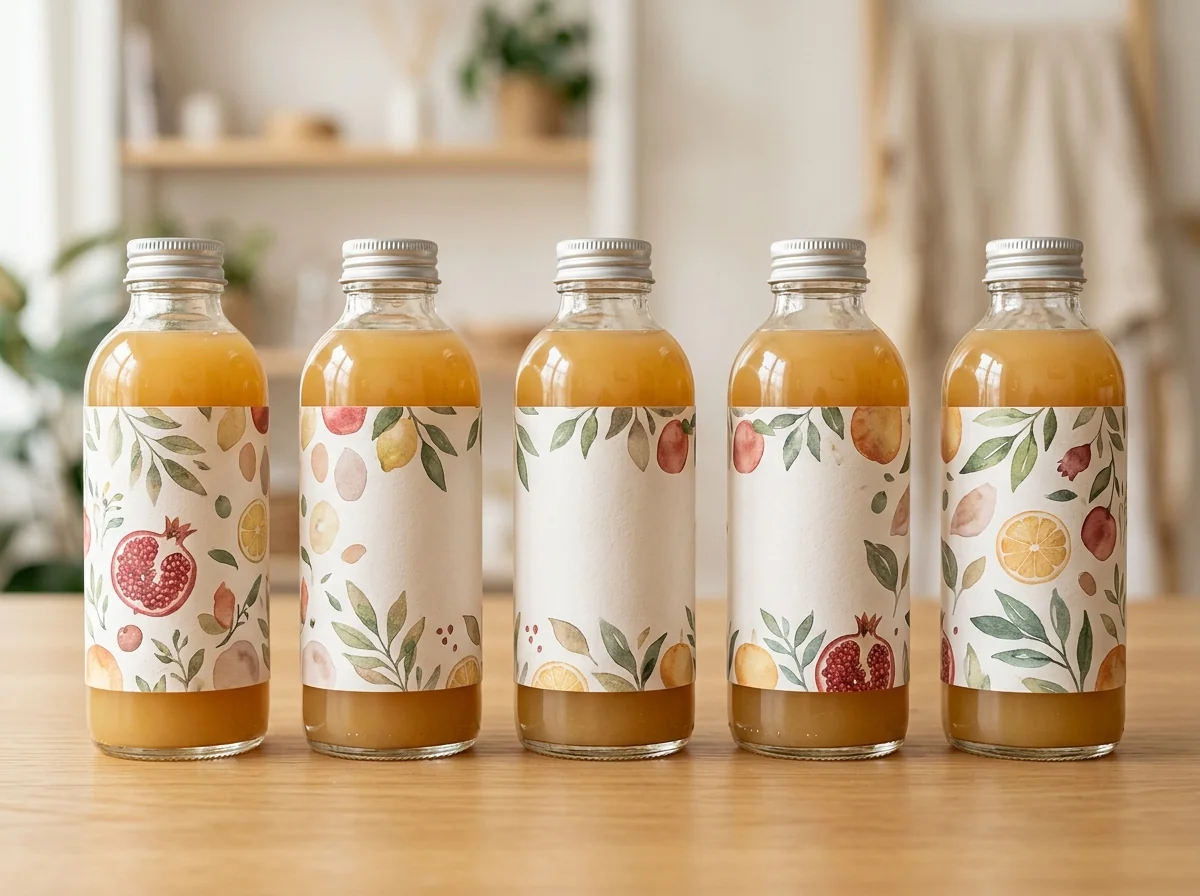 Bottle labels for cylindrical containers