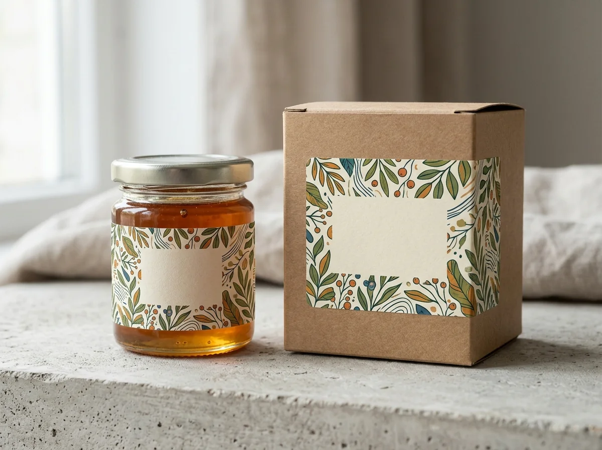 Product decoration labels on jars and boxes