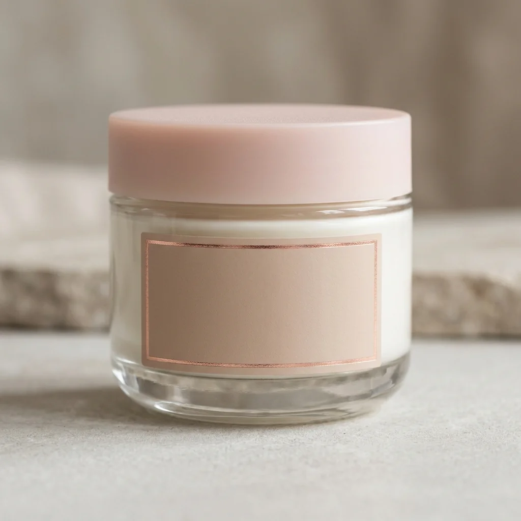 Cosmetic cream jar labels — soft-touch, foil accent