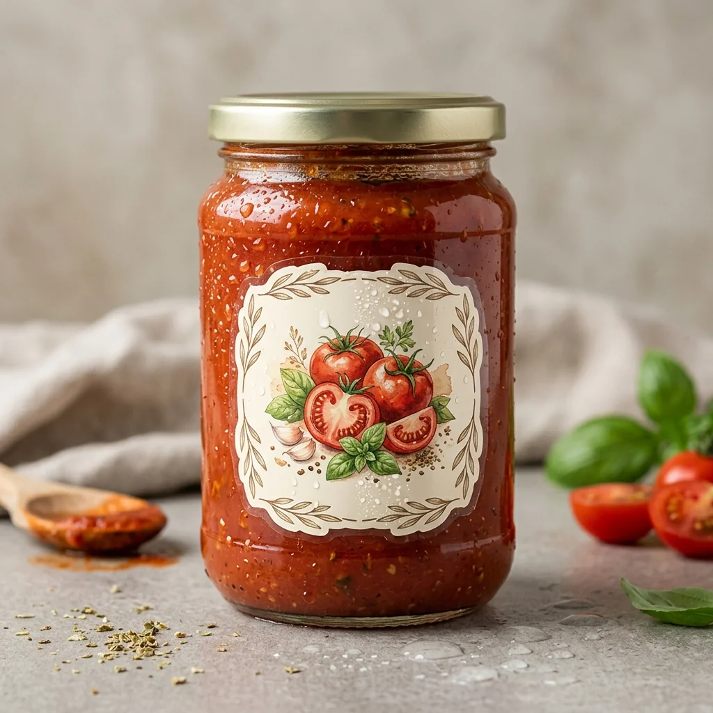 Food sauce jar labels — clear BOPP, waterproof