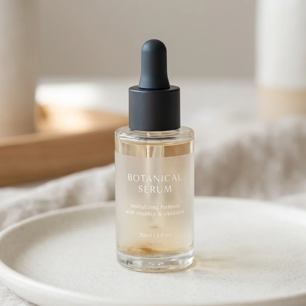 Skincare serum labels — clear BOPP, white ink, matte