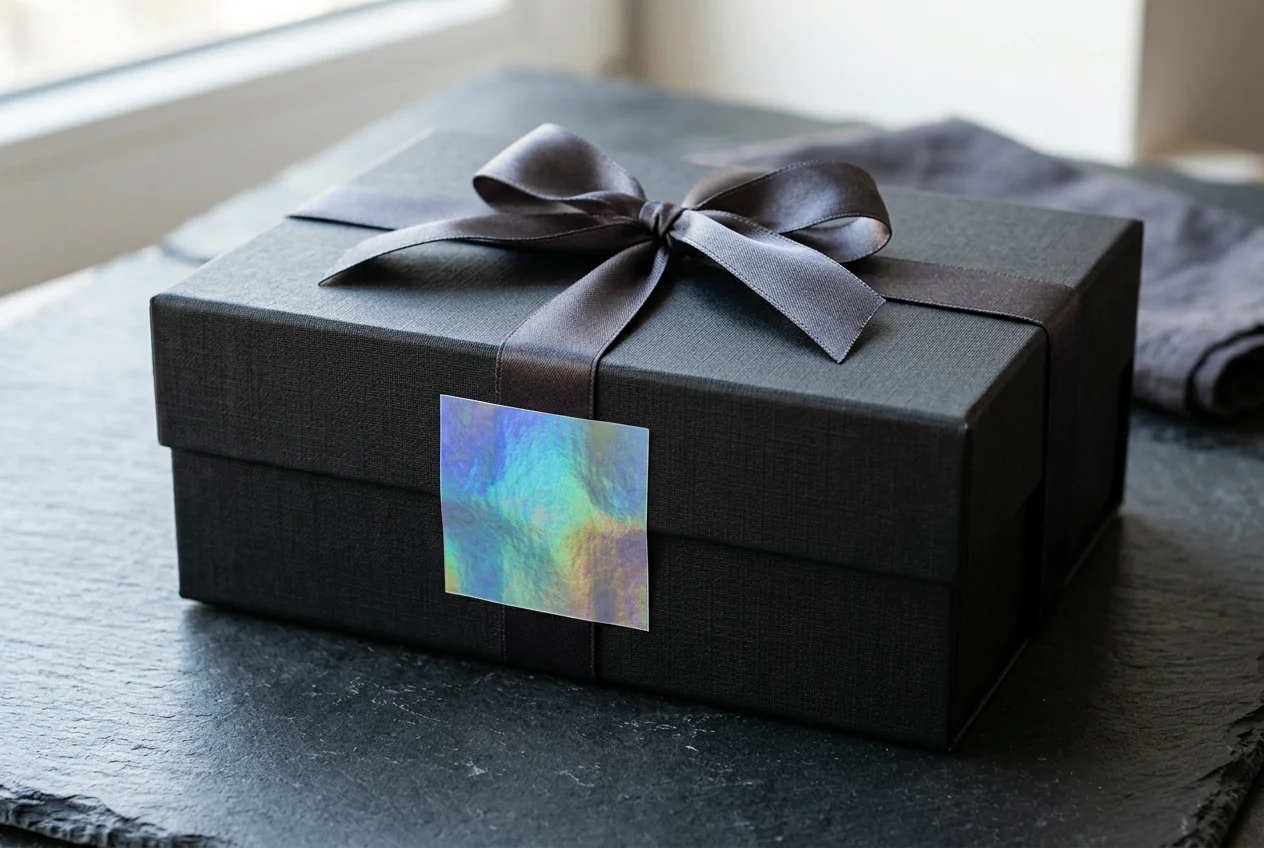 Holographic detail as a brand accent on premium packaging