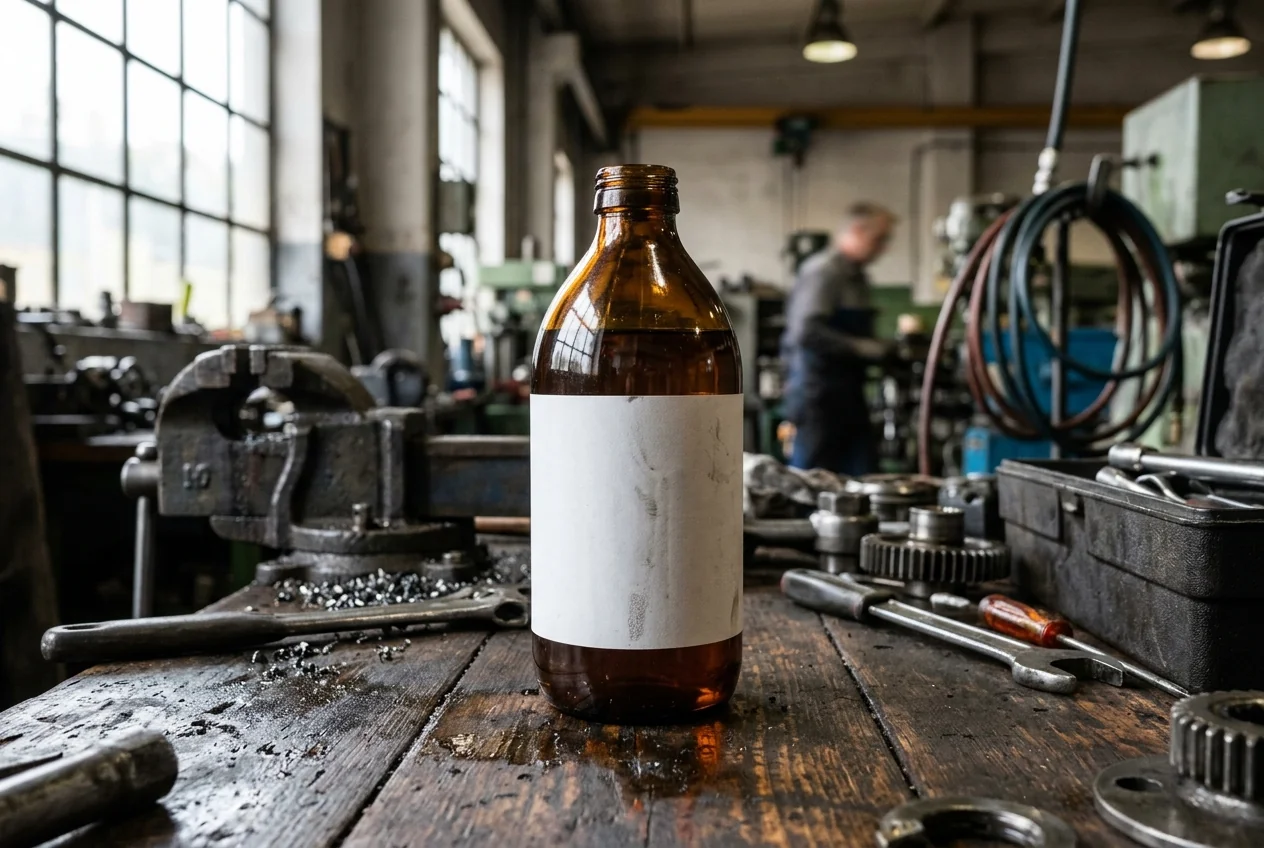 Oil and lubricant packaging labels for oily surfaces