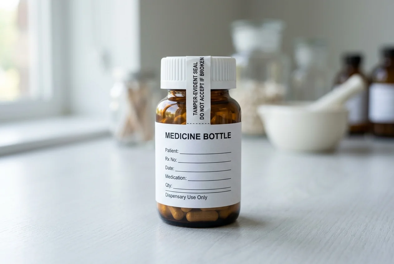 Tamper-evident closure seals for pharmacy packaging