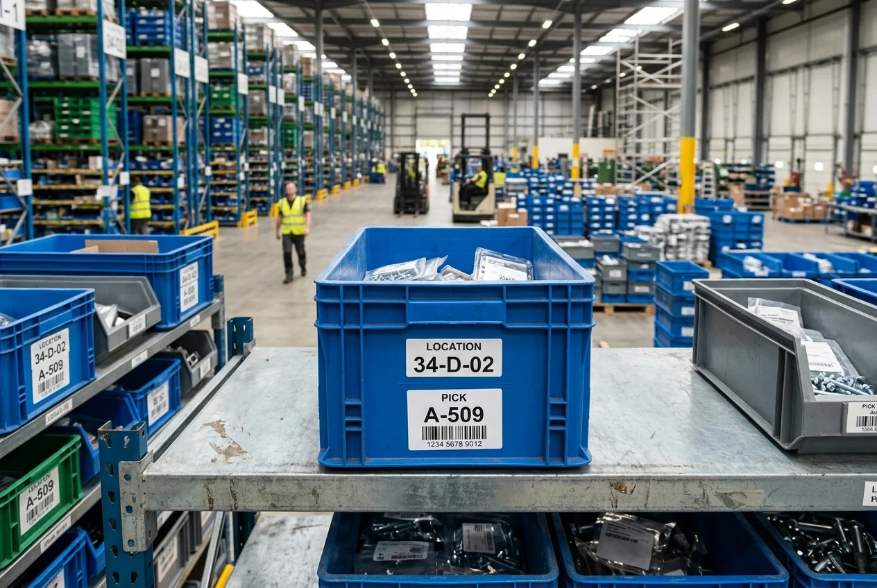Warehouse bin, location and pick labels for fulfillment