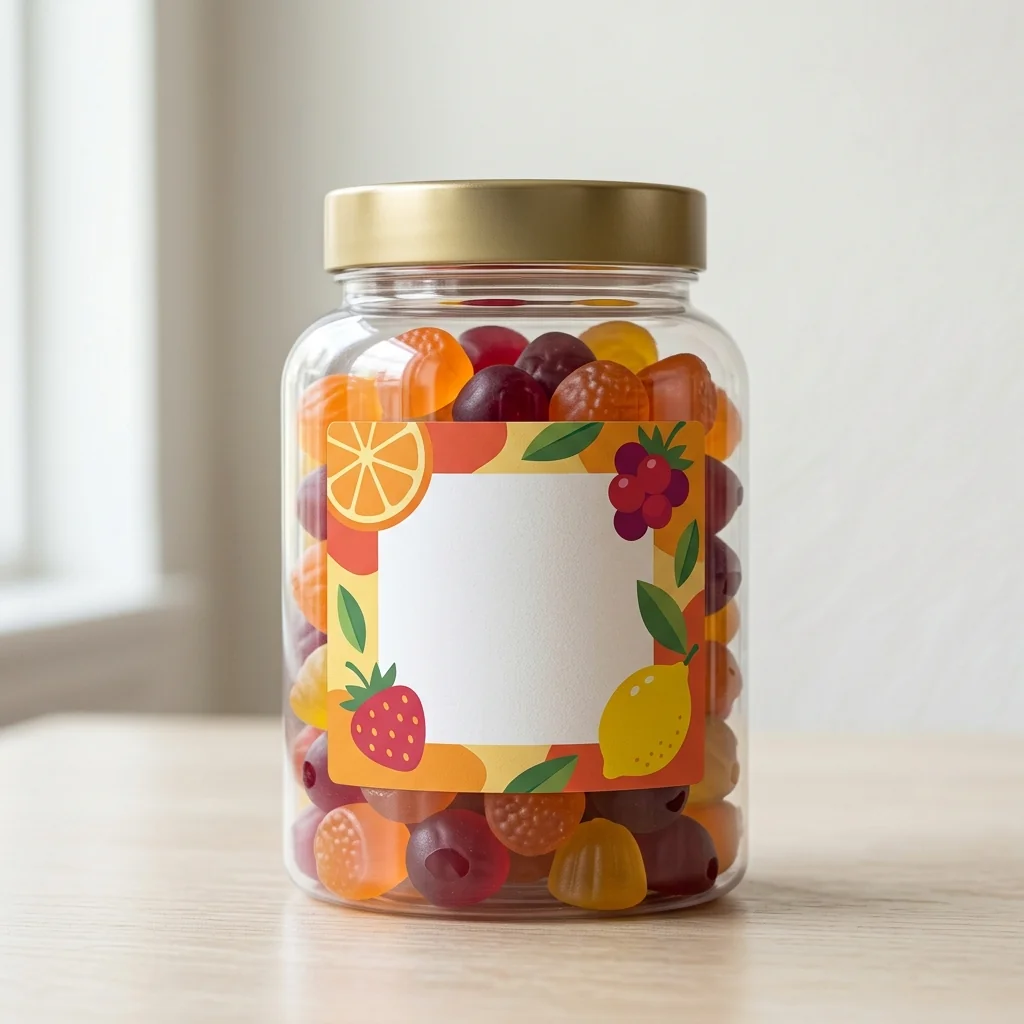Custom gummy vitamin bottle labels