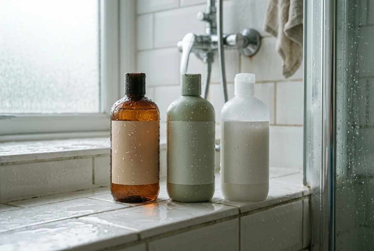 Waterproof labels on bath and shower products handled wet daily